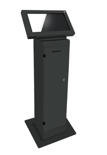 Tótem compacto de TurnFlow para farmacias, ideal para espacios reducidos